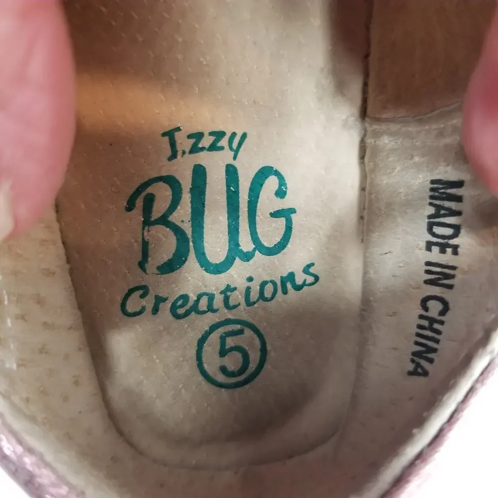 Izzy Bug Creations Little Girl Pink Glitter Mary Jane Shoes Size 5